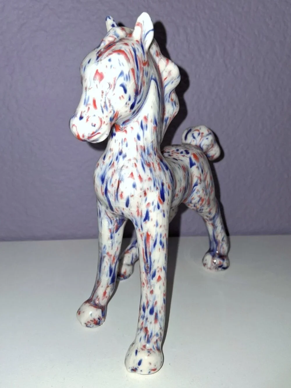 Vintage Red White and Blue Patriotic Painted Pony Foal Horse Ceramic Figurine 6
